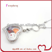 Stainless steel floating heart locket charms